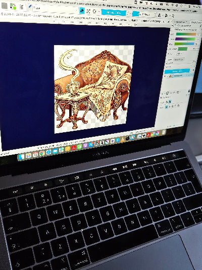 laptop with graphic