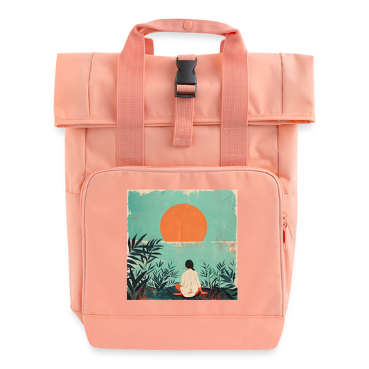 "Sunset Serenity" BOHO style Roll Top Backpack with Two Handles - chintz rose