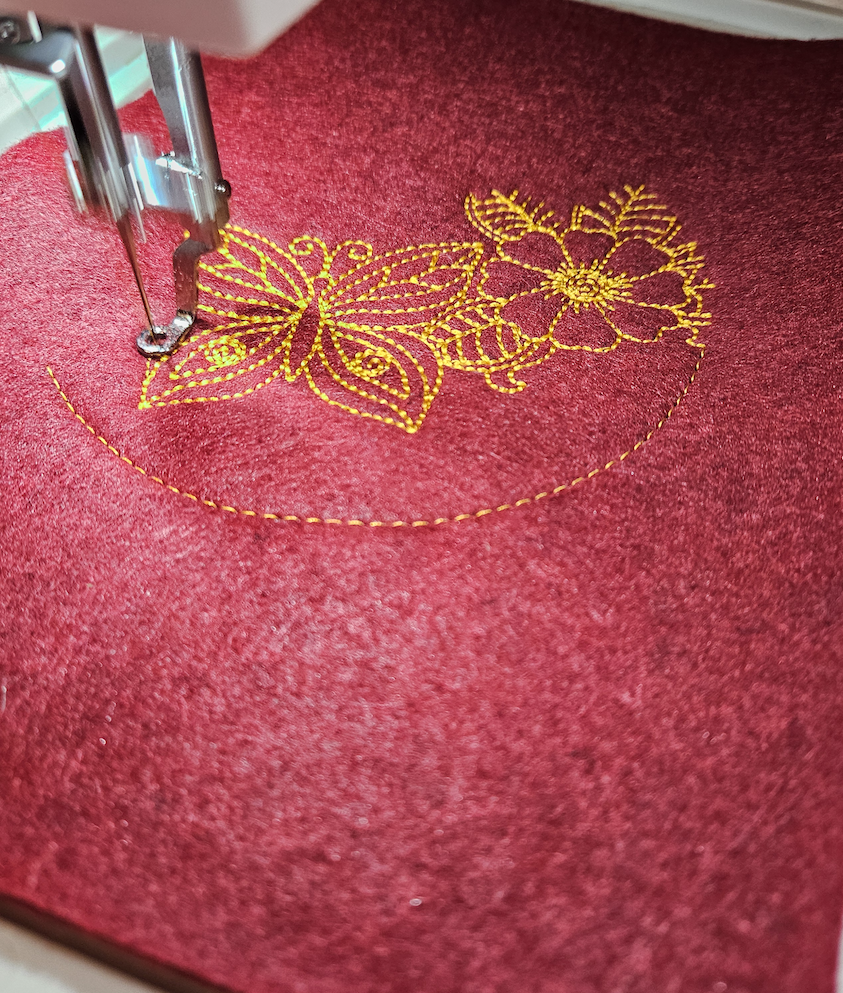 machine embroidery flowers butterfly